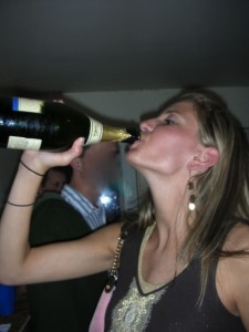 drinking champagne