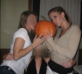 kissing a pumpkin